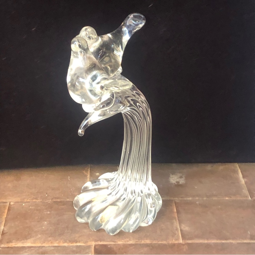 Vintage Mid-Century Modern Handmade Crystal 2 Love Birds on Tree Branch Figurine - Picture 6 of 9